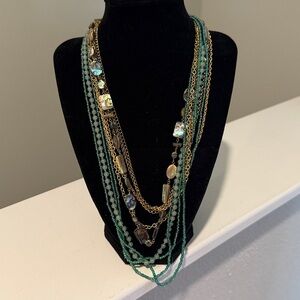 Multi- layered Amrita Singh Beaded Abalone Necklace